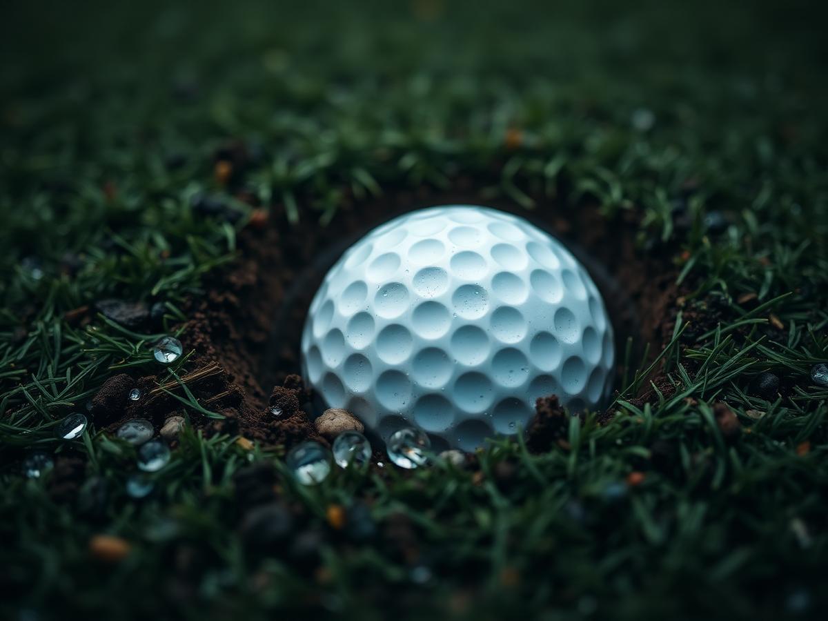 Close-up of ball mark damage on a golf green